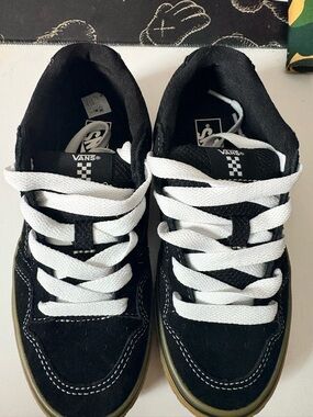 Vans Kids Black Suede Sneakers with White Laces